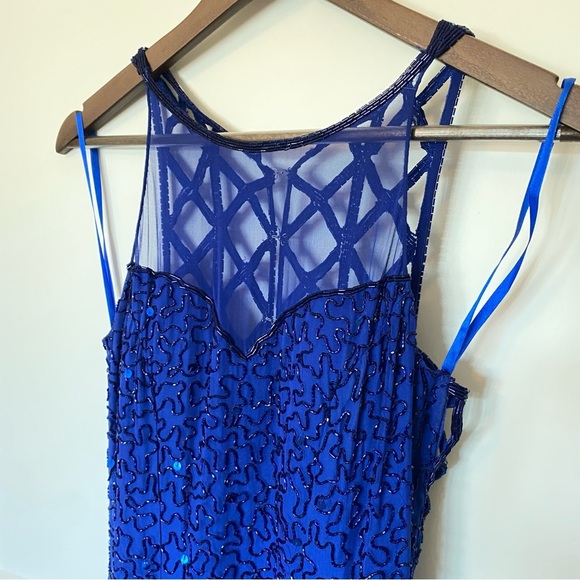 Blue beaded Cache formal dress size small - Picture 6 of 11